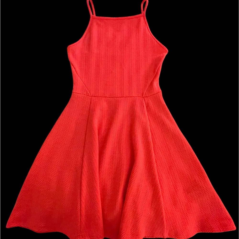 H&M Neon Pink Spaghetti-Strap Fit & Flare Dress